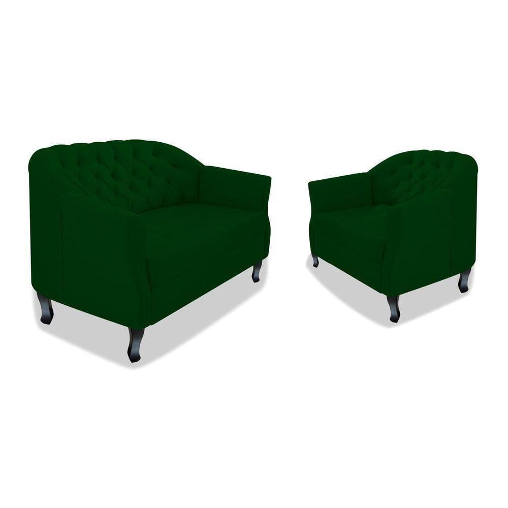 Kit Namoradeira E Poltrona Julia Suede Verde