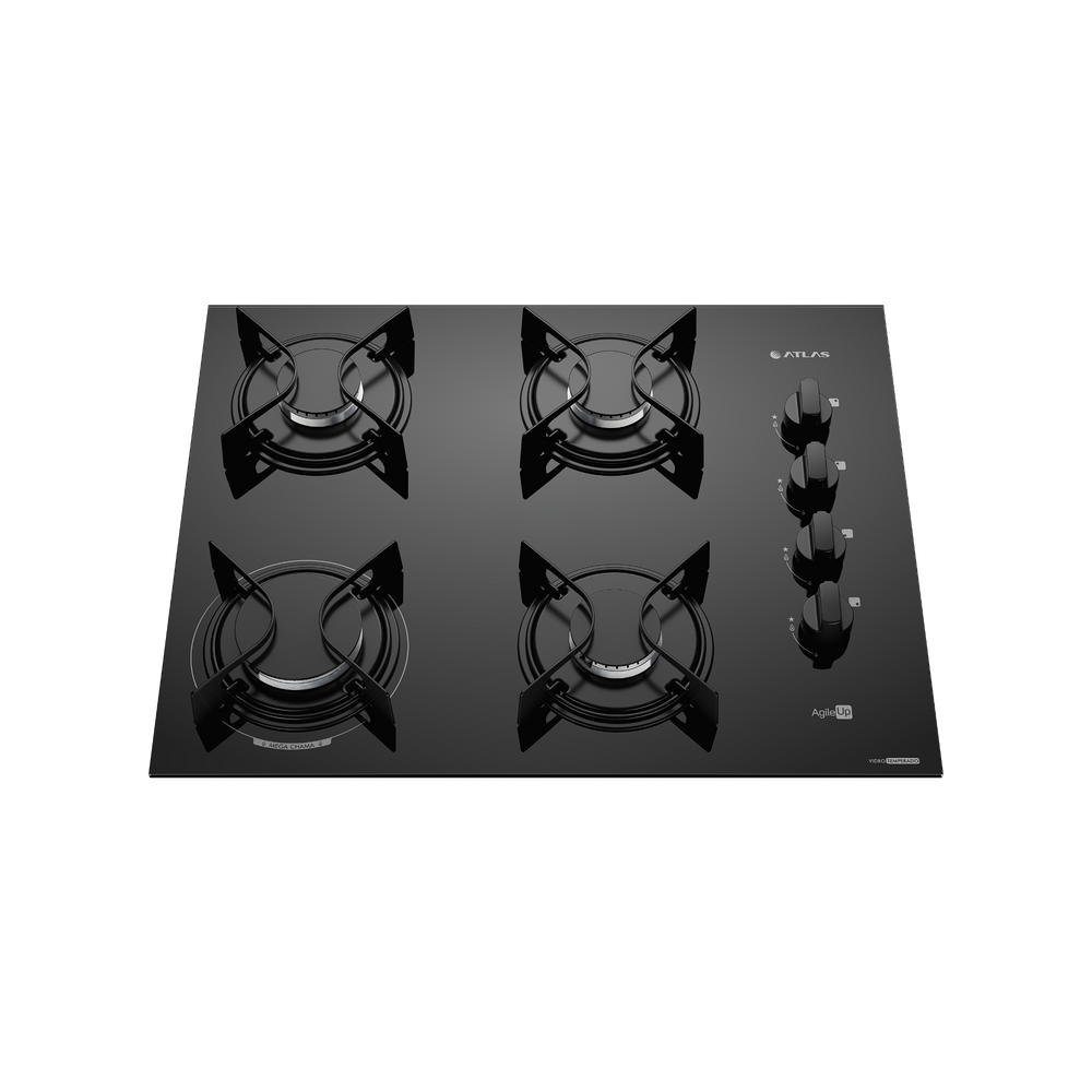 Fogão Cooktop 4 Bocas Mesa Vidro Atlas Agile Up Bivolt