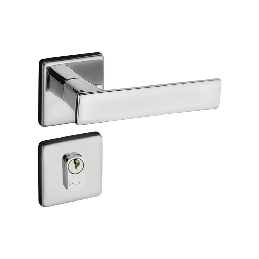 Fechadura Quadra Roseta Quadrada Máquina 55mm Cromado Externo Pado