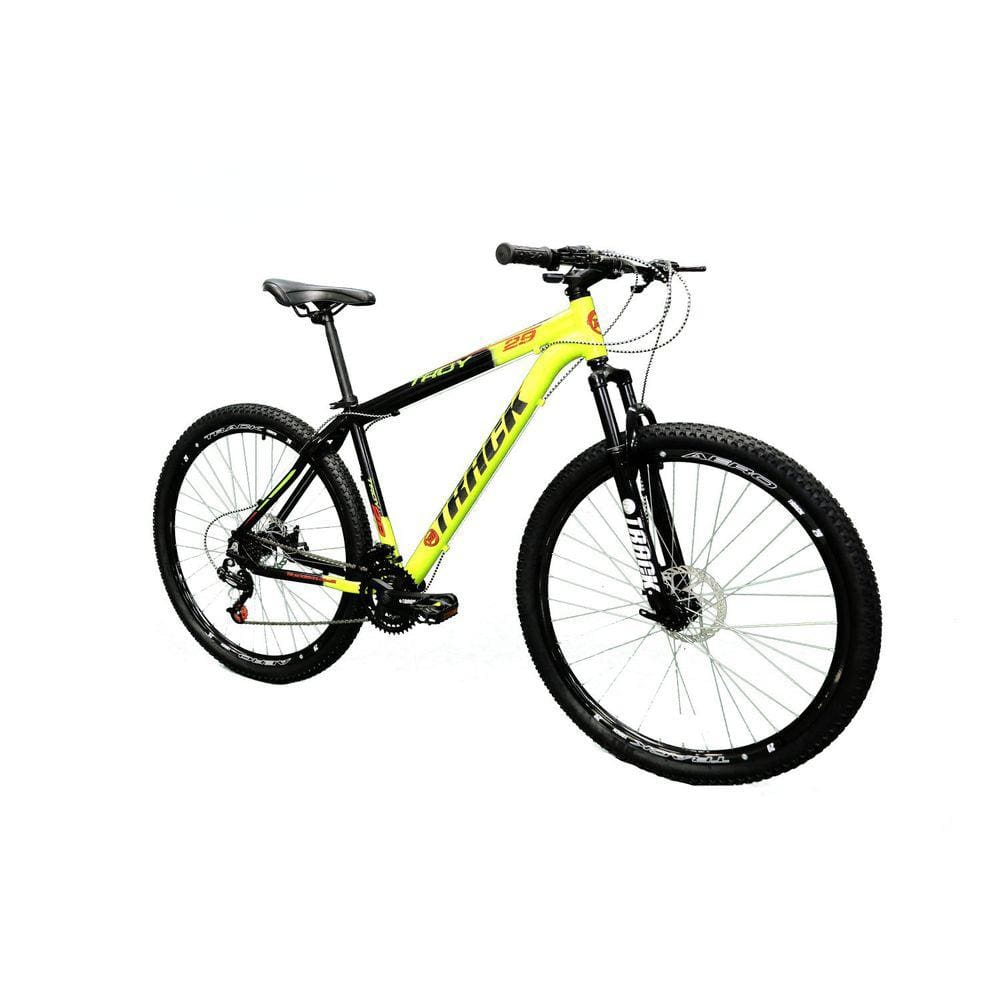 Bicicleta Troy 29 Mountain Bike Aro 29 Freio à Disco 21 Velocidades TK3 Track Bikes Verde Neon/Preto