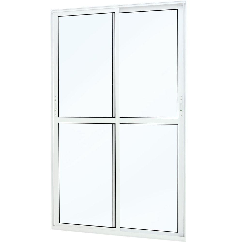 Porta de Alumínio Correr 210x150cm 2 Folhas Atlântica Branco