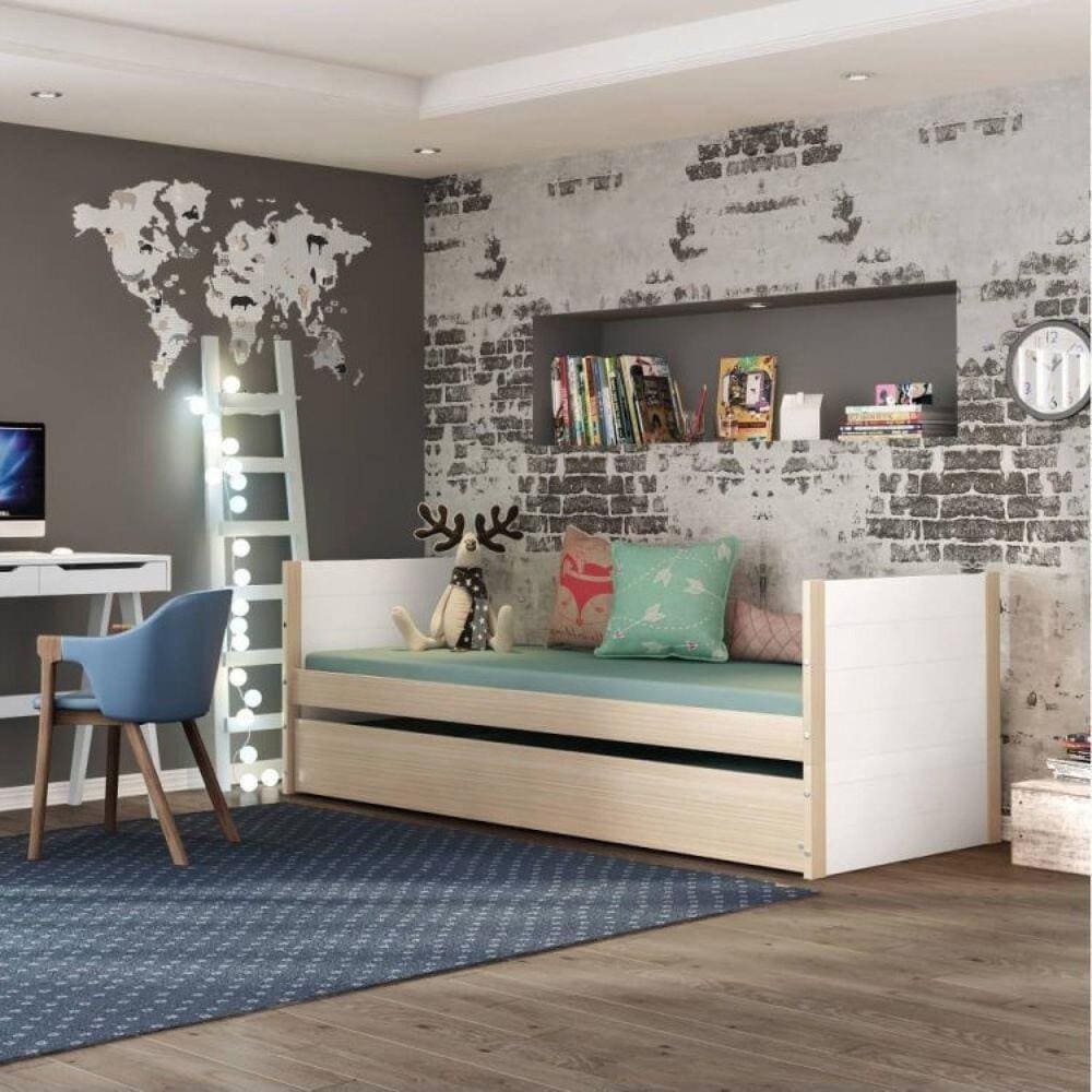 Bicama Solteiro Infantil Garden Casatema Marroml/Branco