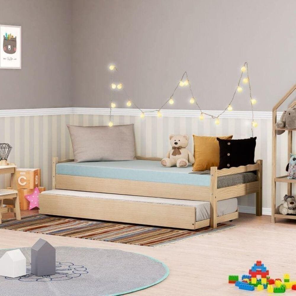 Cama Babá com Cama Auxiliar Reversível Casatema Marroml