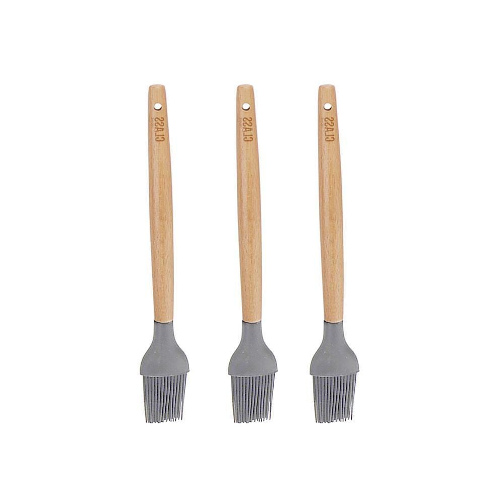 Kit 3 Pincéis Culinário Bambu 24Cm Utensílios