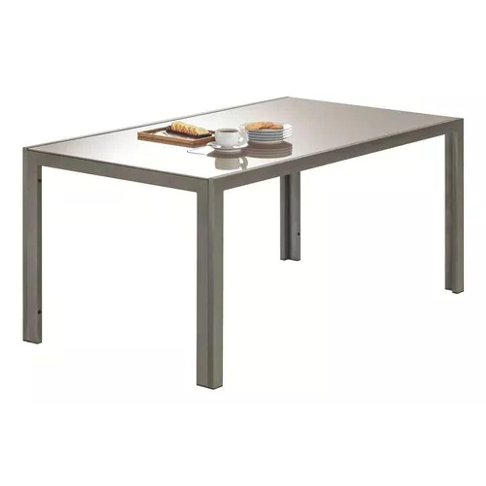 Mesa Retangular Alumínio Para Jardim - 75x90x160cm 6 Lugares