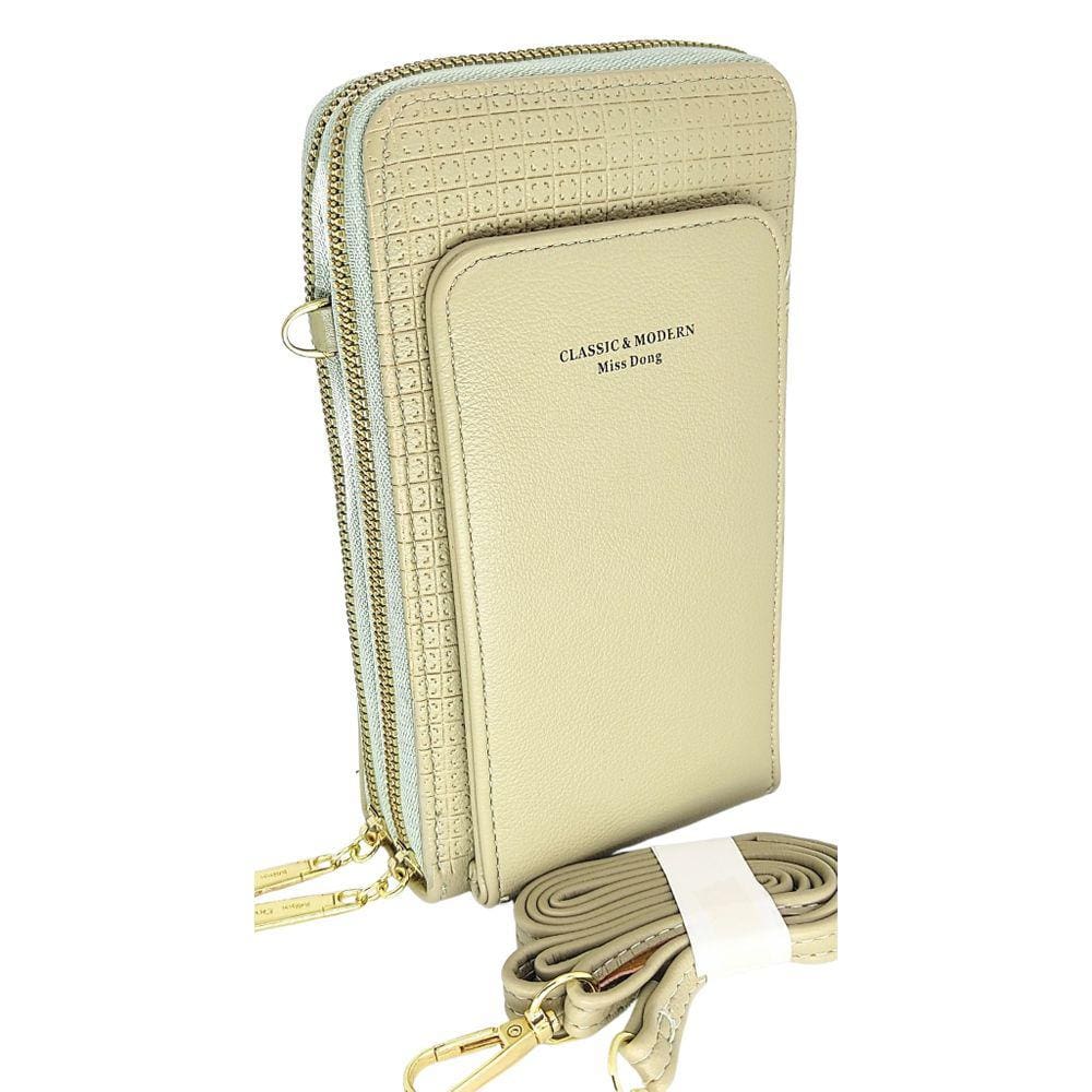 Bolsa feminina carteira tiracolo porta celular visor touch