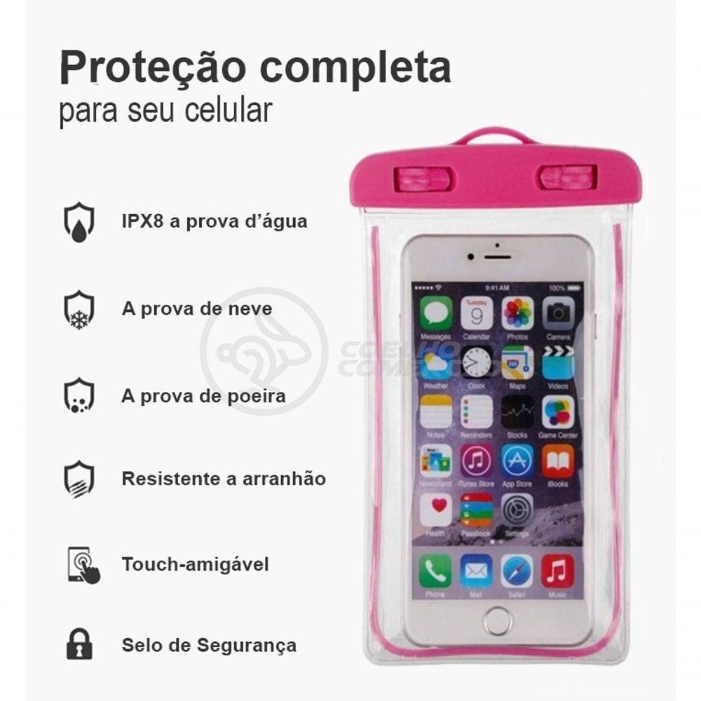 Capa Bolsa A Prova Dágua Impermeável Universal Para Rosa