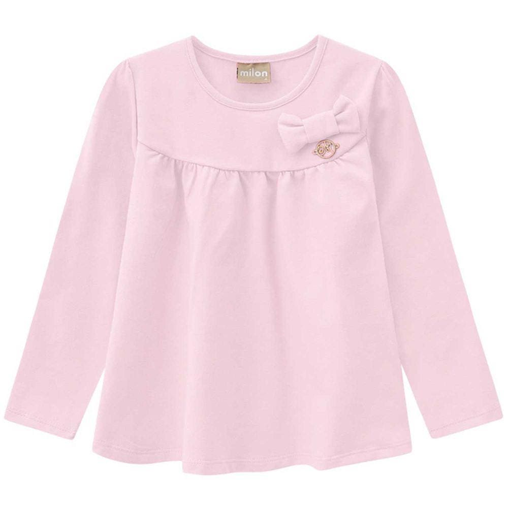 Blusa Infantil Manga Longa Laço Feminina Milon Ref: 7399 P/G