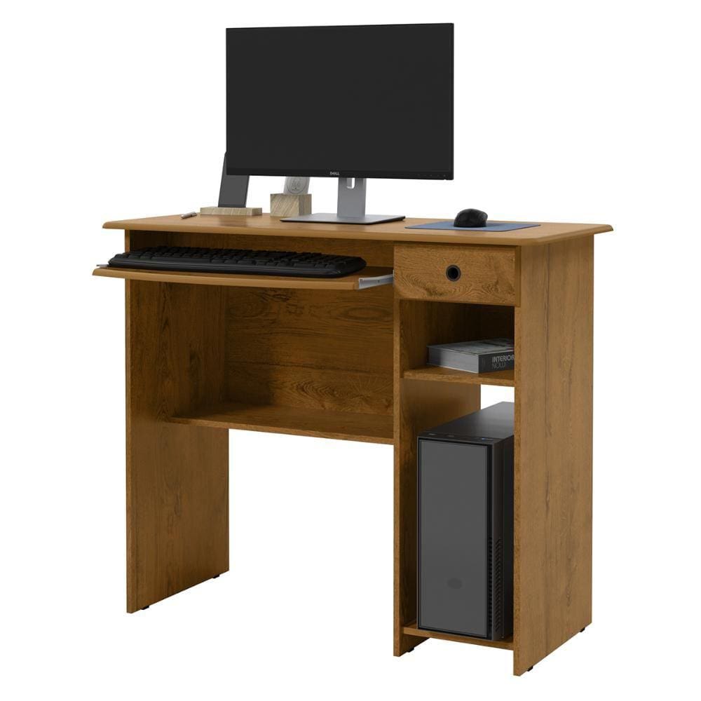 Mesa de Computador Escrivaninha PC Gamer Notebook com Gaveta Nicho Prateleira Quarto Escritório Consultório Pequeno Retrô -RPM