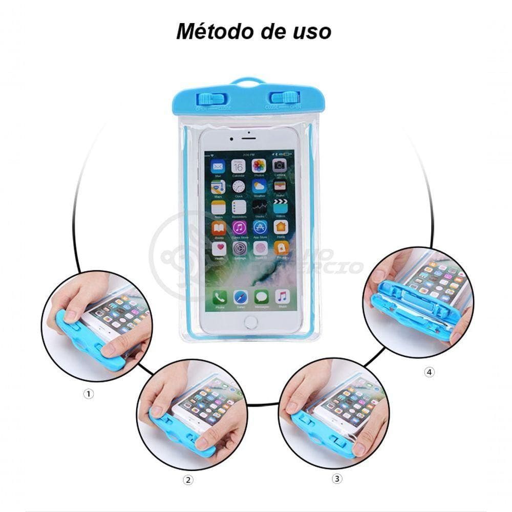 Capa Bolsa A Prova Dágua Impermeável Universal Para Celular - Azul