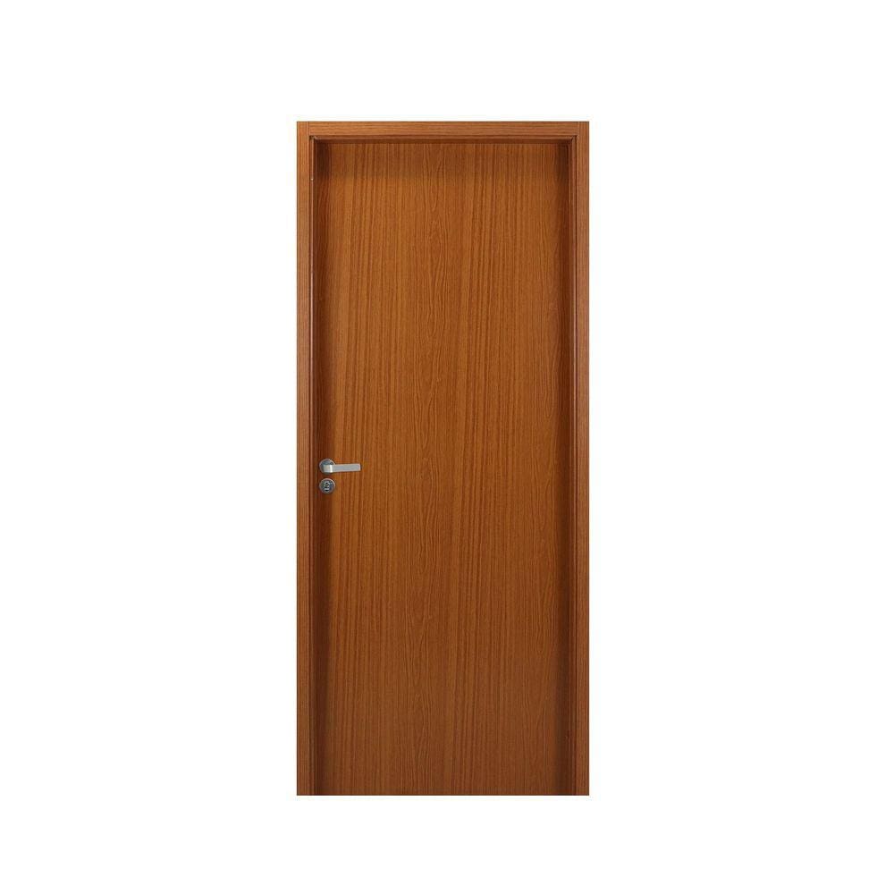 Kit Porta de Madeira Lisa 215x74cm com Batente de MDF Ultra 07cm Melamínico MGM Mogno
