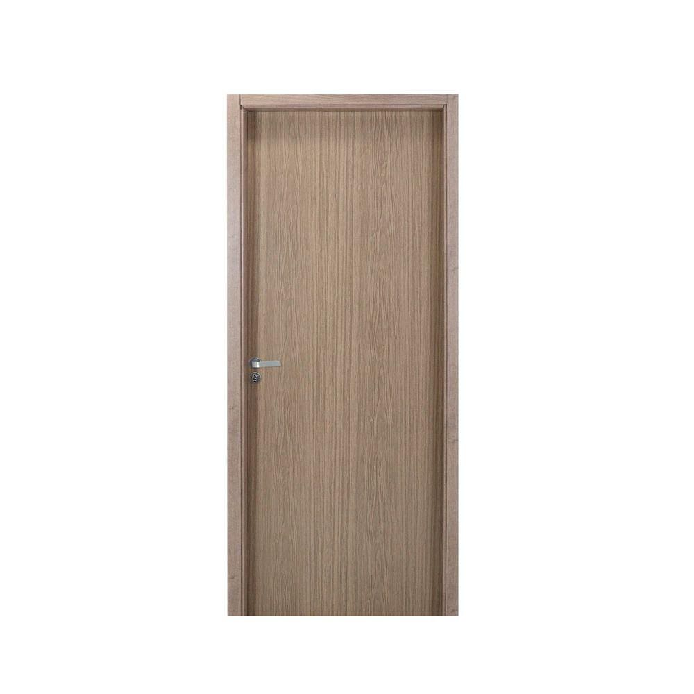 Kit Porta de Madeira Lisa 215x64cm com Batente de MDF Ultra 10cm Melamínica MGM Carvalho Alpha