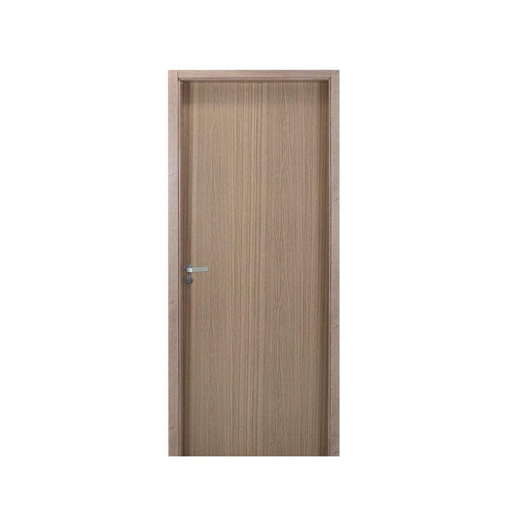 Kit Porta de Madeira Lisa 215x64cm com Batente de MDF Ultra 10cm Melamínica MGM Mogno