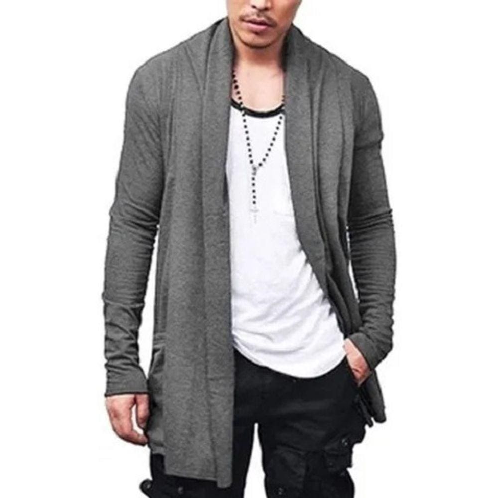 Cardigan de Moletom Kimono Sobretudo Blusa De Frio Masculino Swag Ca2M