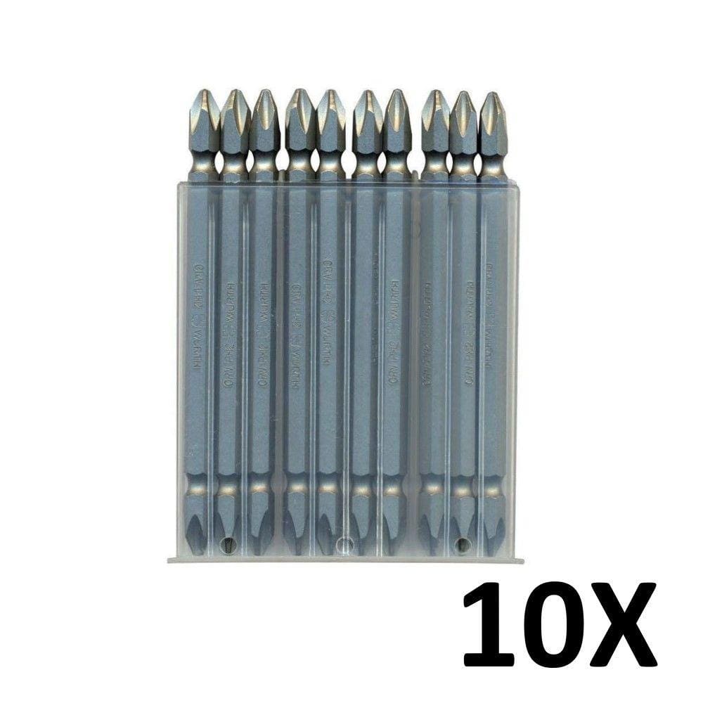 Kit 10 Pontas Bits Philips PH2 Torque Alto 110mm Wurth