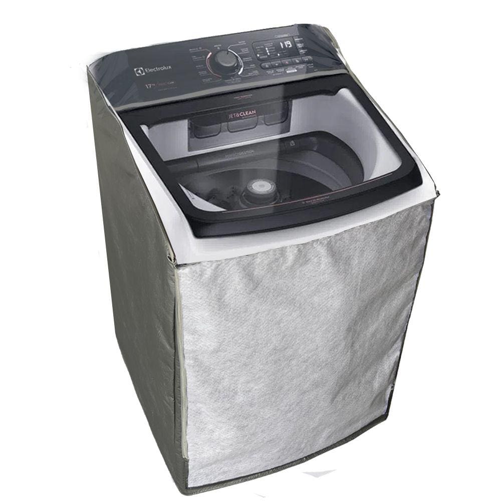 Capa Para Maquina de Lavar Electrolux LEC LEJ LED 13 kg 14 kg Ziper Cinza