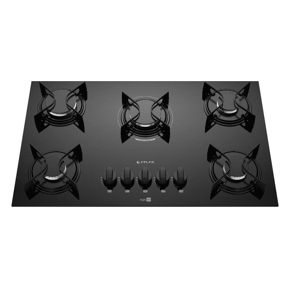 Cooktop 5 Bocas Preto com Mesa de Vidro Atlas Agile Up Bivolt