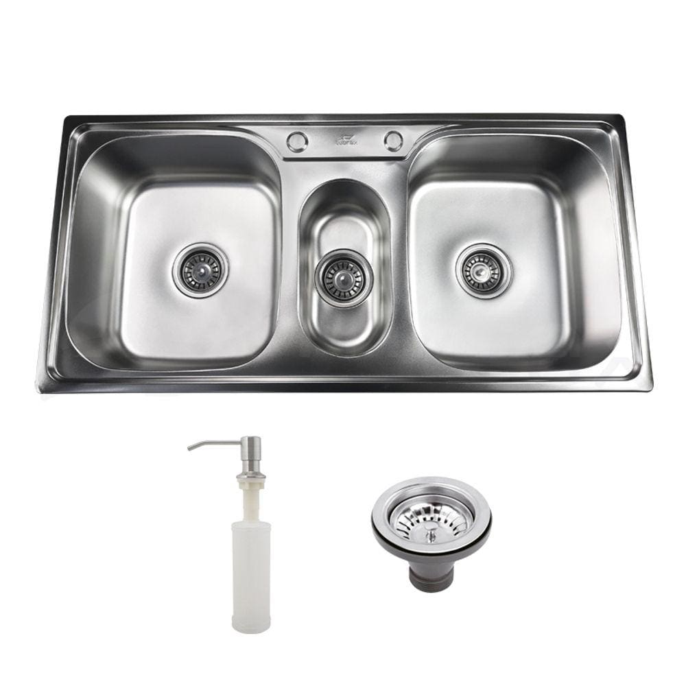 Pia Cuba Tripla de Cozinha Gourmet em Aço Inox - CBC0002-C - Tubrax