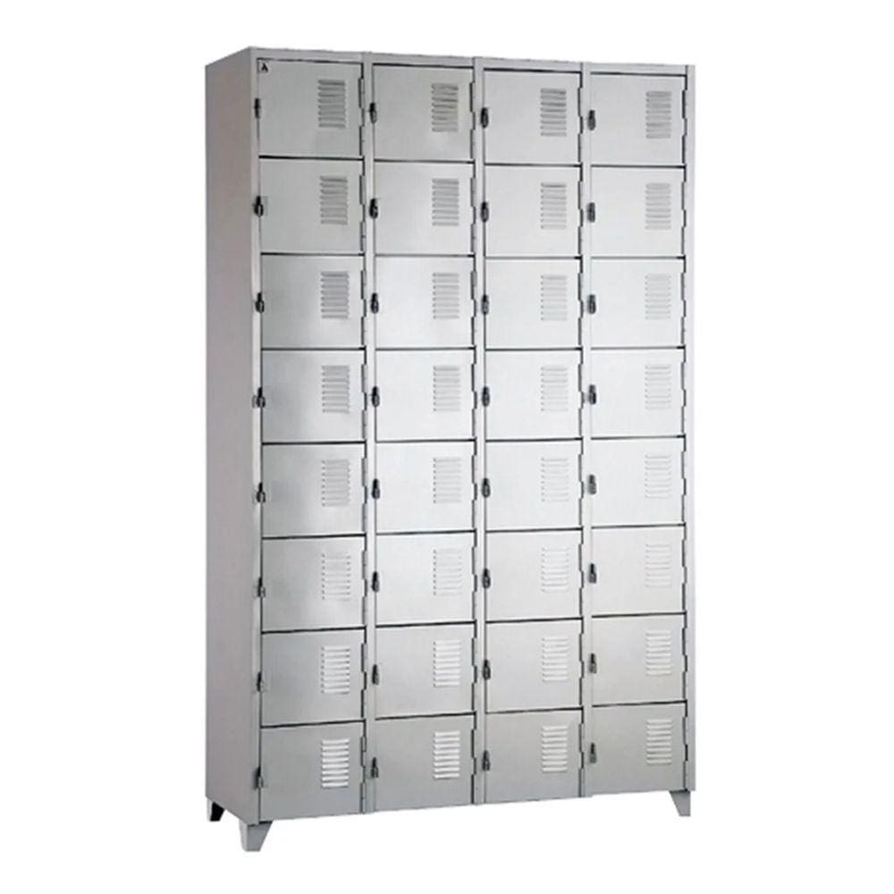 Armário Roupeiro De Aço Vestiário Academia 32 Portas Locker Cinza