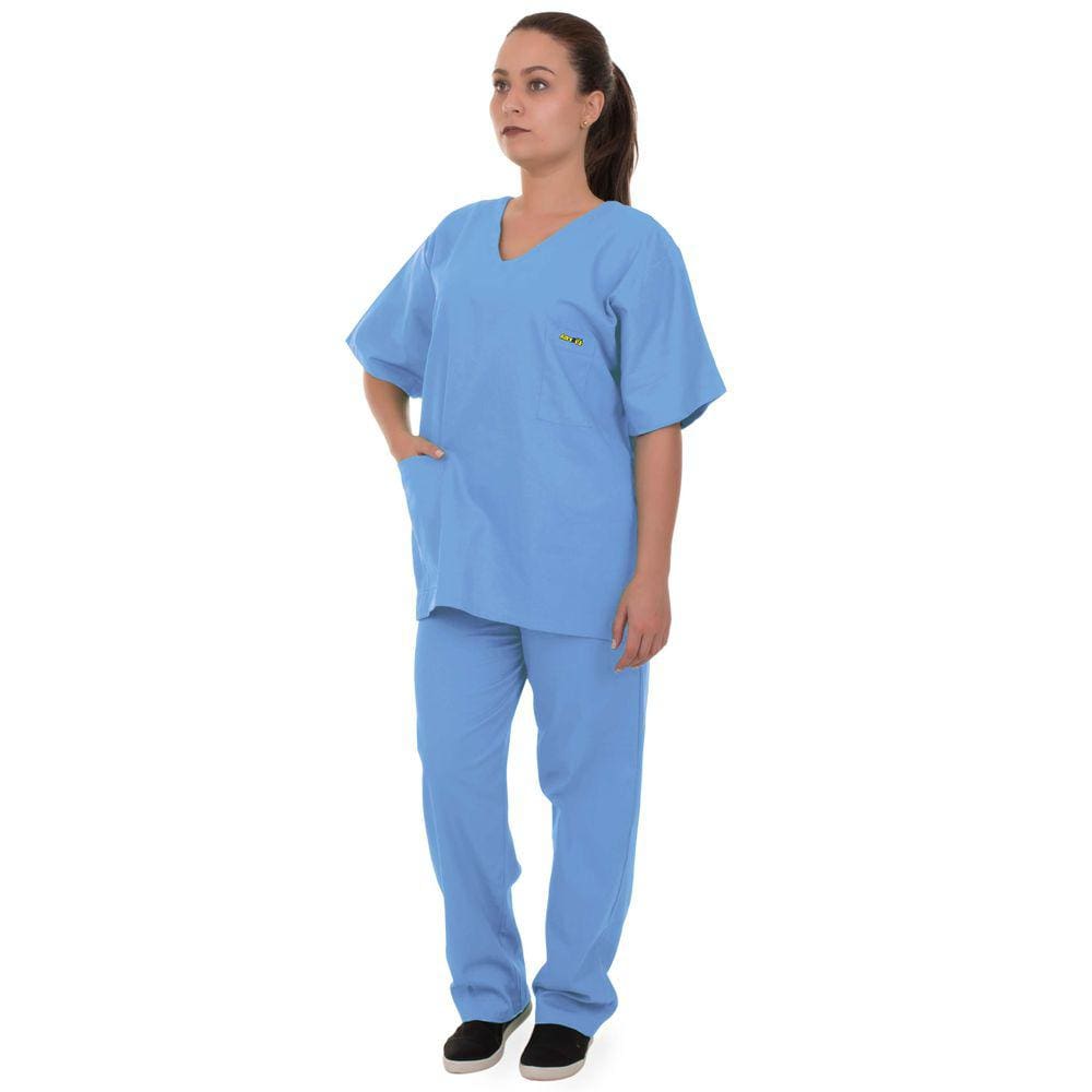 Pijama Cirúrgico Scrub 100% Algodão Azul Bebê Unissex Artipé