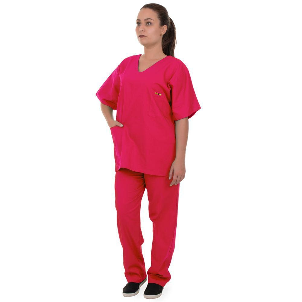 Pijama Cirúrgico Scrub 100% Algodão Rosa Unissex Artipé