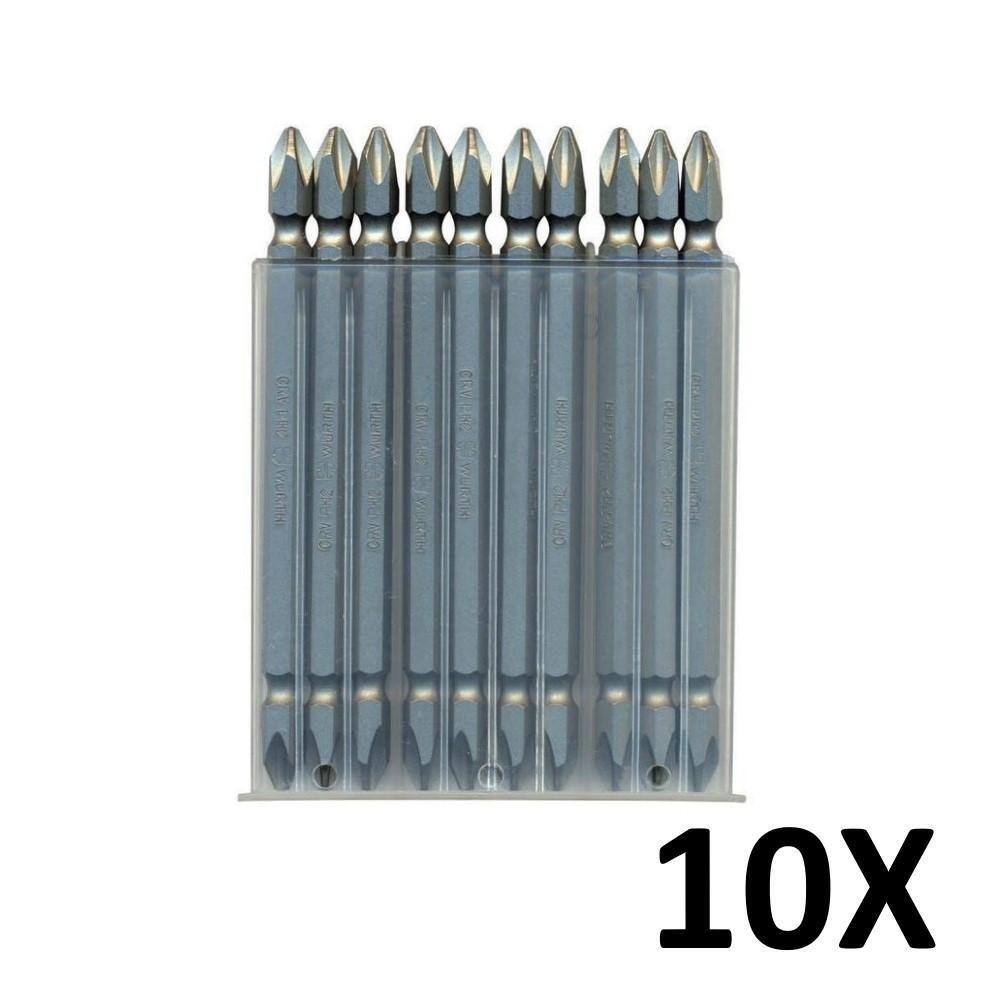 Kit 10 Pontas Bits Philips Ph2 Torque Alto 110Mm Wurth