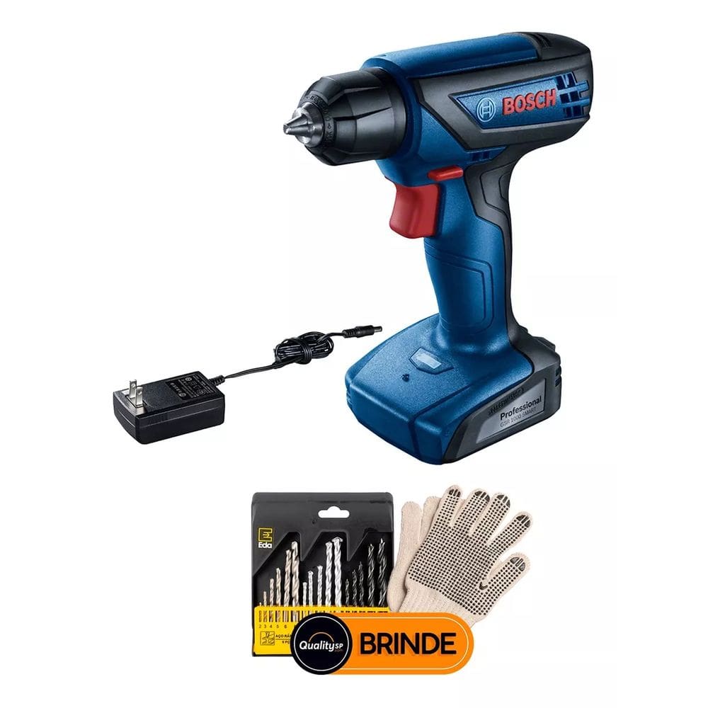 Parafusadeira Furadeira Profissional Bateria Bosch GSR 1000 Smart 12v + Acessórios