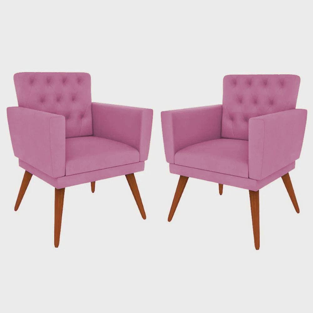 Kit 2 Poltronas Nina com Capitone - Rosa