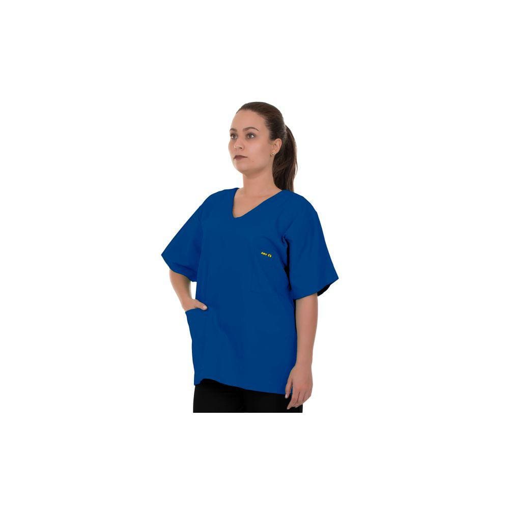 Blusa Pijama Cirúrgico Azul Royal Oxford Não Amassa Seca Rápido Artipé