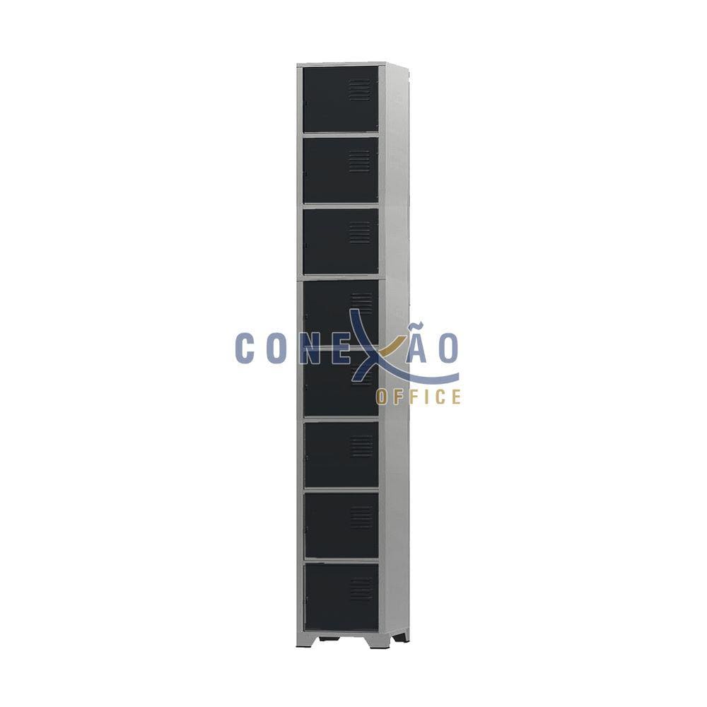 Armário Roupeiro De Aço 8 Portas Para Vestiário Academia Locker Preto