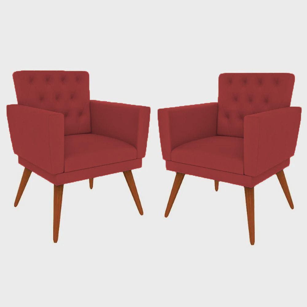 Kit 2 Poltronas Nina com Capitone - Vermelho