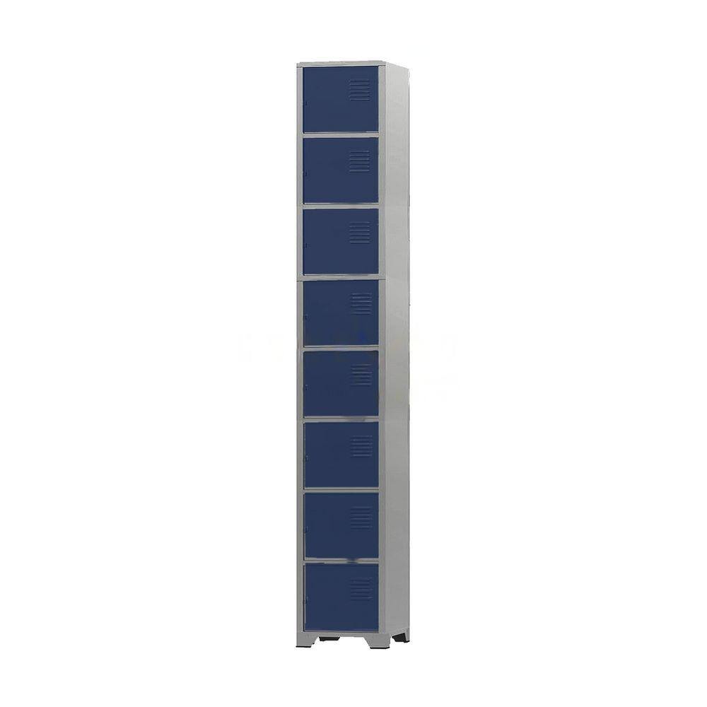 Armário Roupeiro De Aço 8 Portas Para Vestiário Academia Locker Azul Marinho