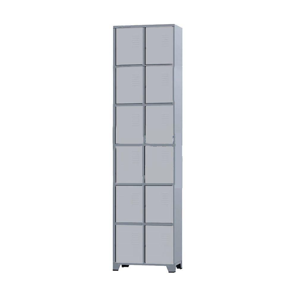 Armário Roupeiro De Aço 12 Portas Para Vestiário Academia Locker Cinza