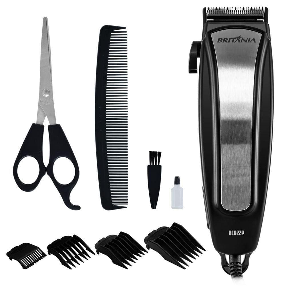 Cortador De Cabelos Britânia Bcr22P Inox & 5 Alturas 220V