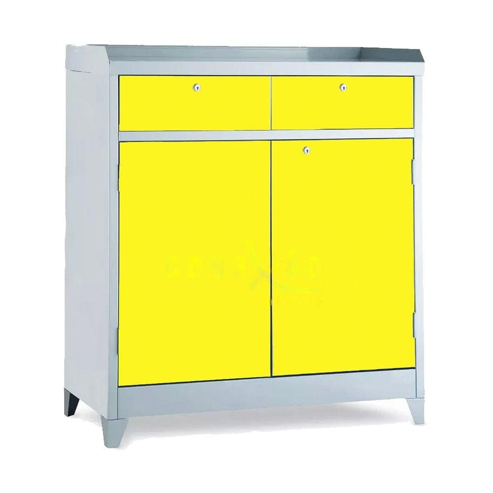 Armário De Aço P/ Ferramenta Ferramenteiro Duplo C/ Chave Amarelo