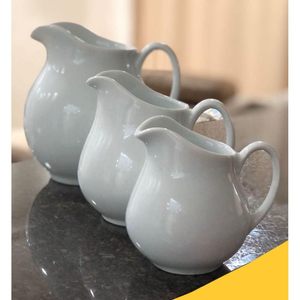 Kit 3 Jarras Leiteira P-M-G, Sucos e Bebidas - Porcelana Branca