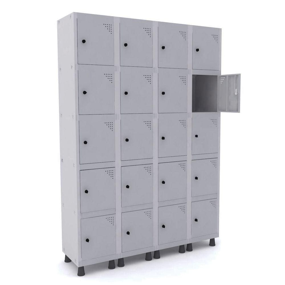 Roupeiro De Aço 4M 20 Portas Pitão Pandin - Cinza