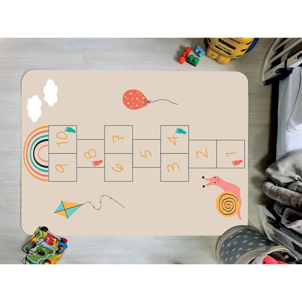 Tapete Infantil Emborrachado Antiderrapante Divertido 95cmx130cm Amarelinha