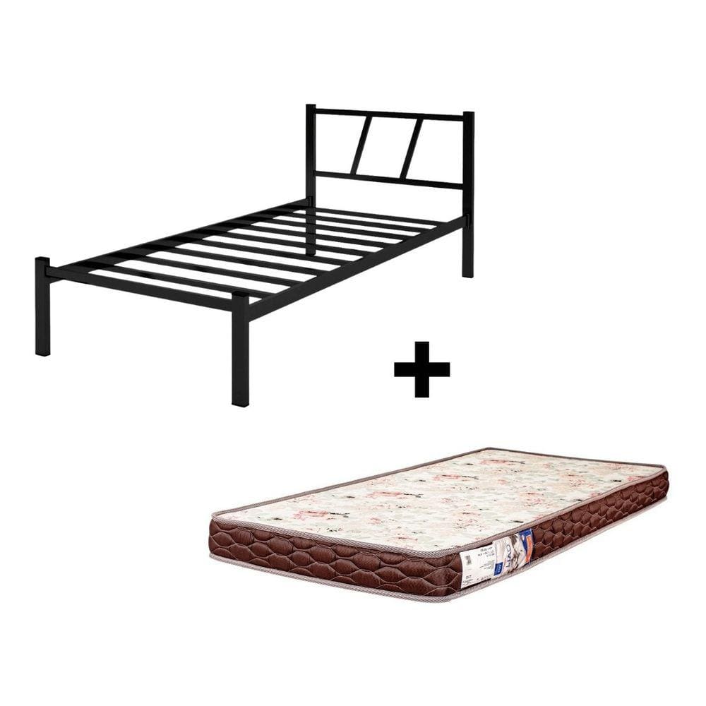 Cama Solteiro Bruna 100% Aço Industrial Com Colchão D23