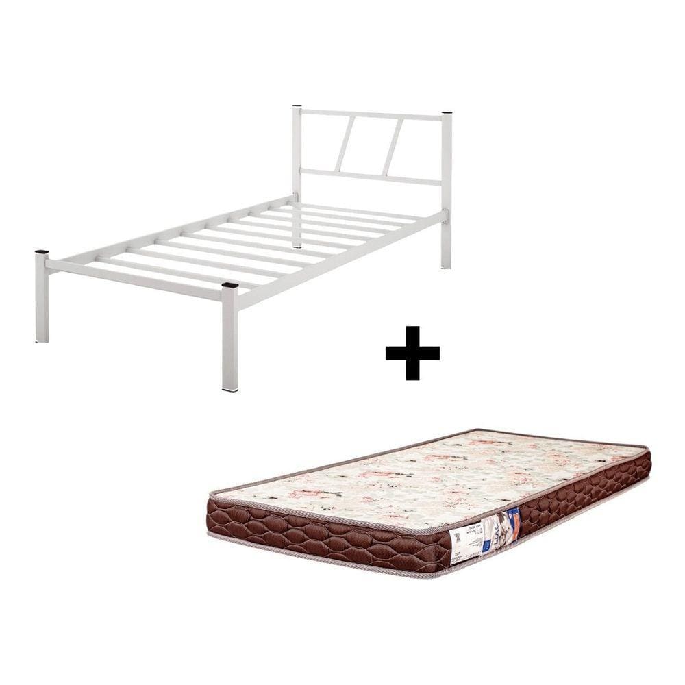 Cama Solteiro Bruna 100% Aço Industrial Com Colchão D23