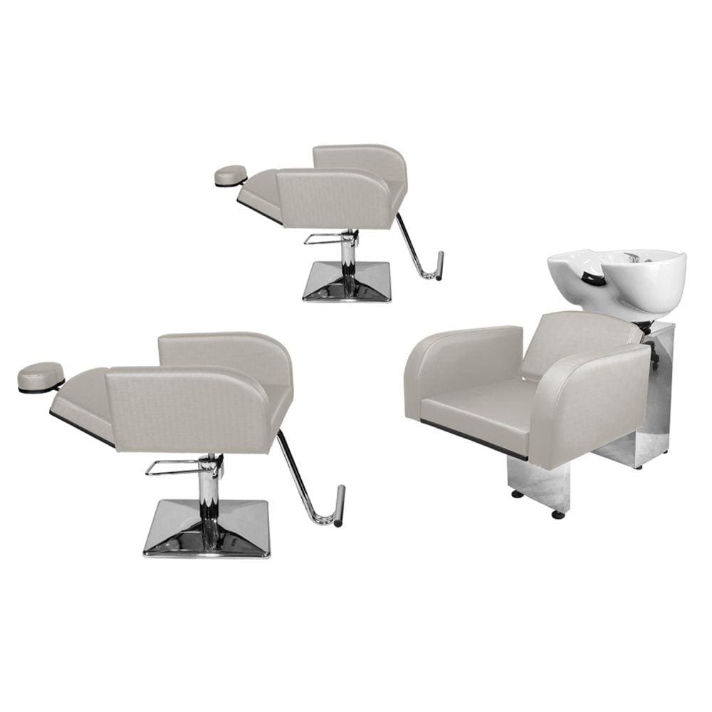 Kit Salão Destak 2 Cadeiras Recl Base Quadrada + Lavatório Branco Facto