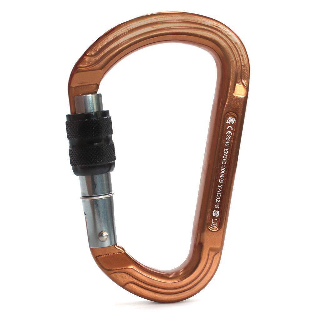 Mosquetão Sideup Alumínio D Trava Rosca Keylock 30kn Ce Nbr Marrom