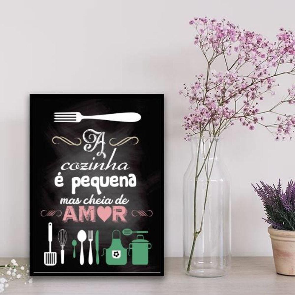 Quadro Decorativo Cozinha Pequena 24X18Cm Branca
