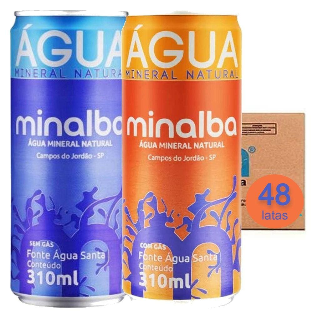 Agua Mineral  24 S/ Gás 24 Com Gás  Minalba Lata 310Ml