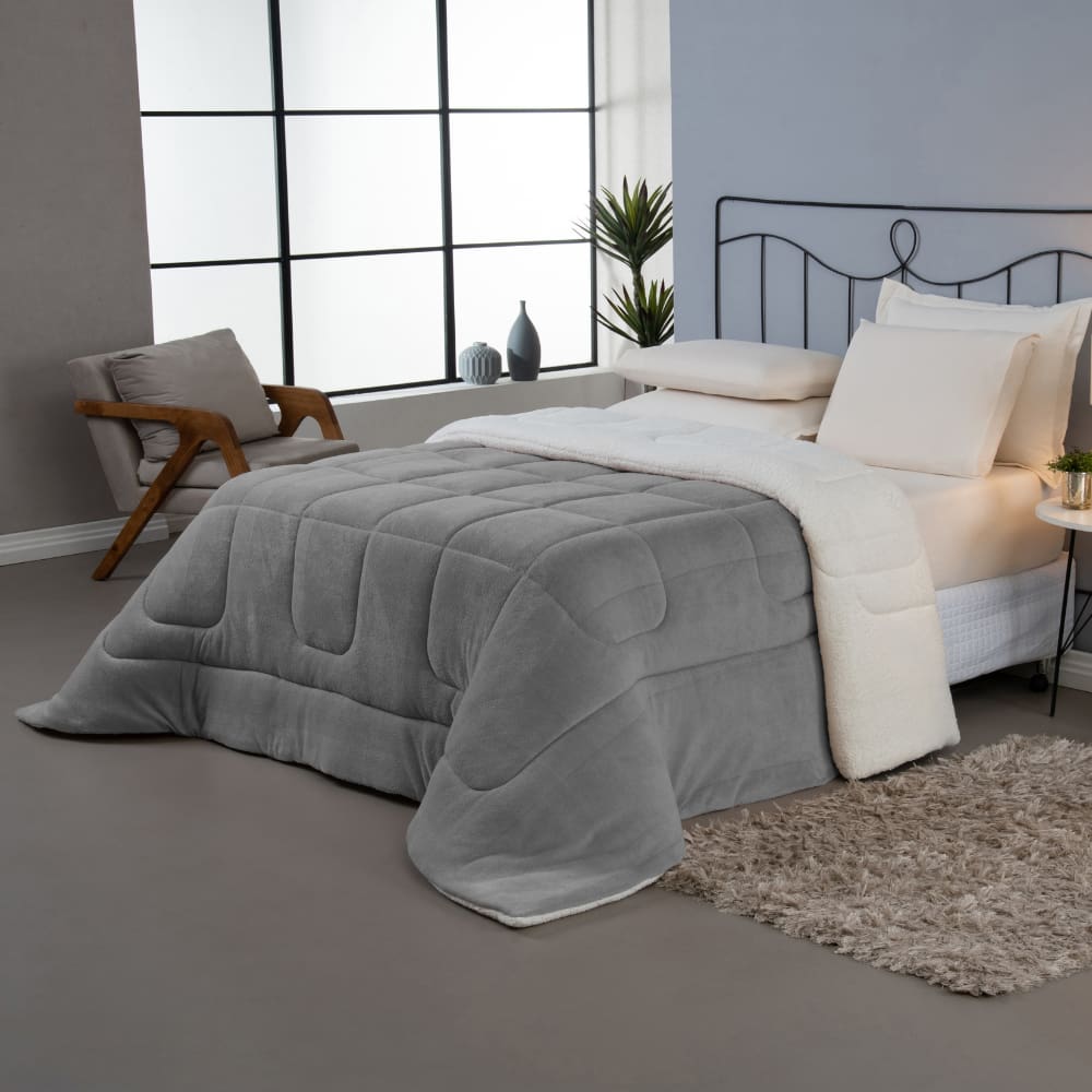 Coberdrom Cobertor Casal 1 Peça Sherpa Carneiro Manta Soft