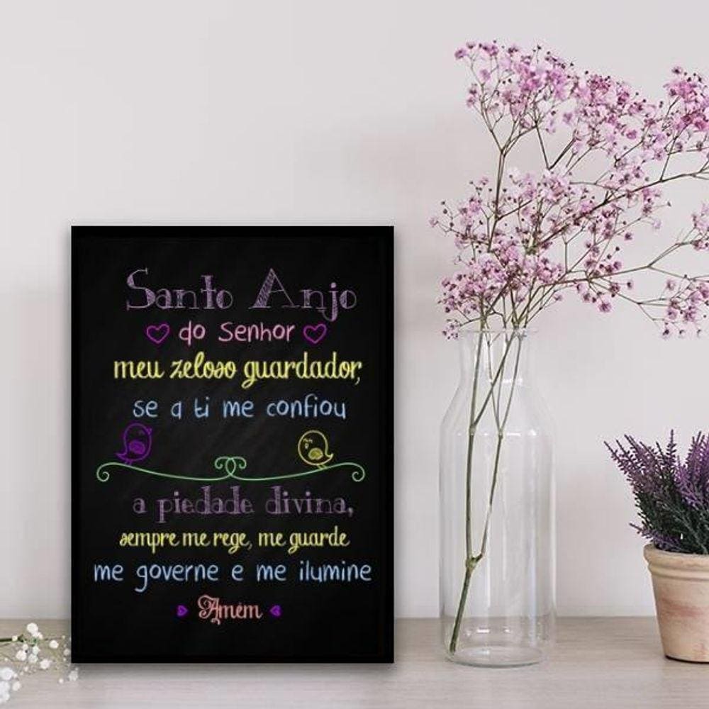 Quadro Santo Anjo Do Senhor Colorido 24X18Cm Branca