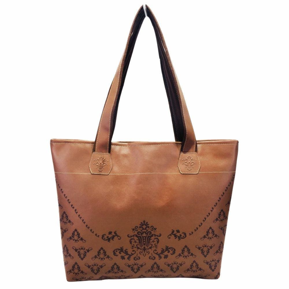Bolsa Dia Dia Feminina Casual Arabescos Marrom Magicc Bolsas