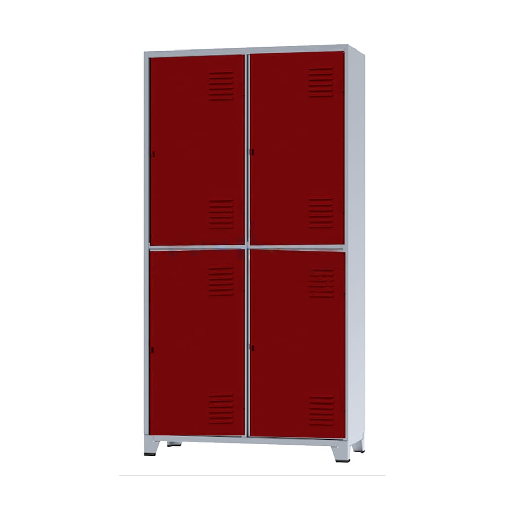 Roupeiro De Aço Insalubre 4 Portas Vestiário Nr 18/24 Locker Vermelho