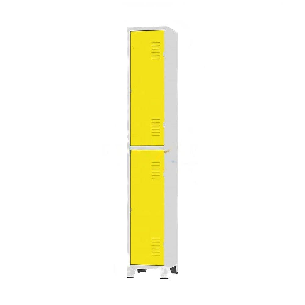 Armário Roupeiro De Aço Para Vestiário 2 Portas Locker Amarelo