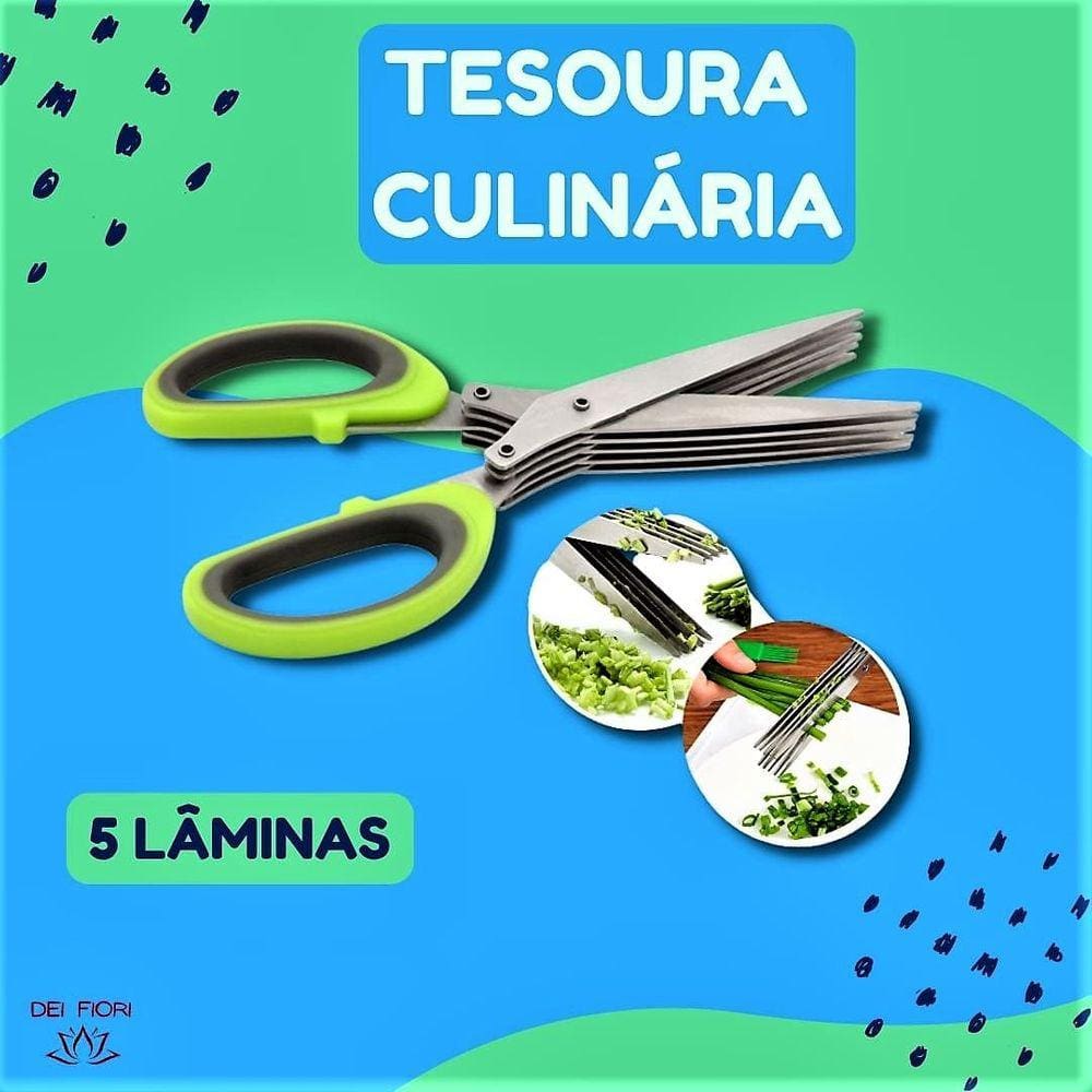 Tesoura 5 laminas cortar picar temperos cheiro verde cozinha mor | Extra